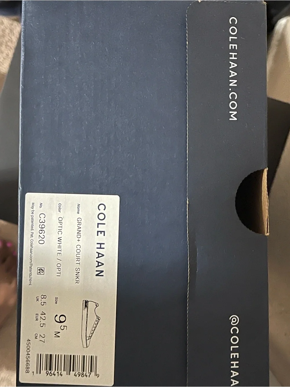 Cole Haan White Men’s Lace-Up Leather Sneakers with Beige Heel Tab